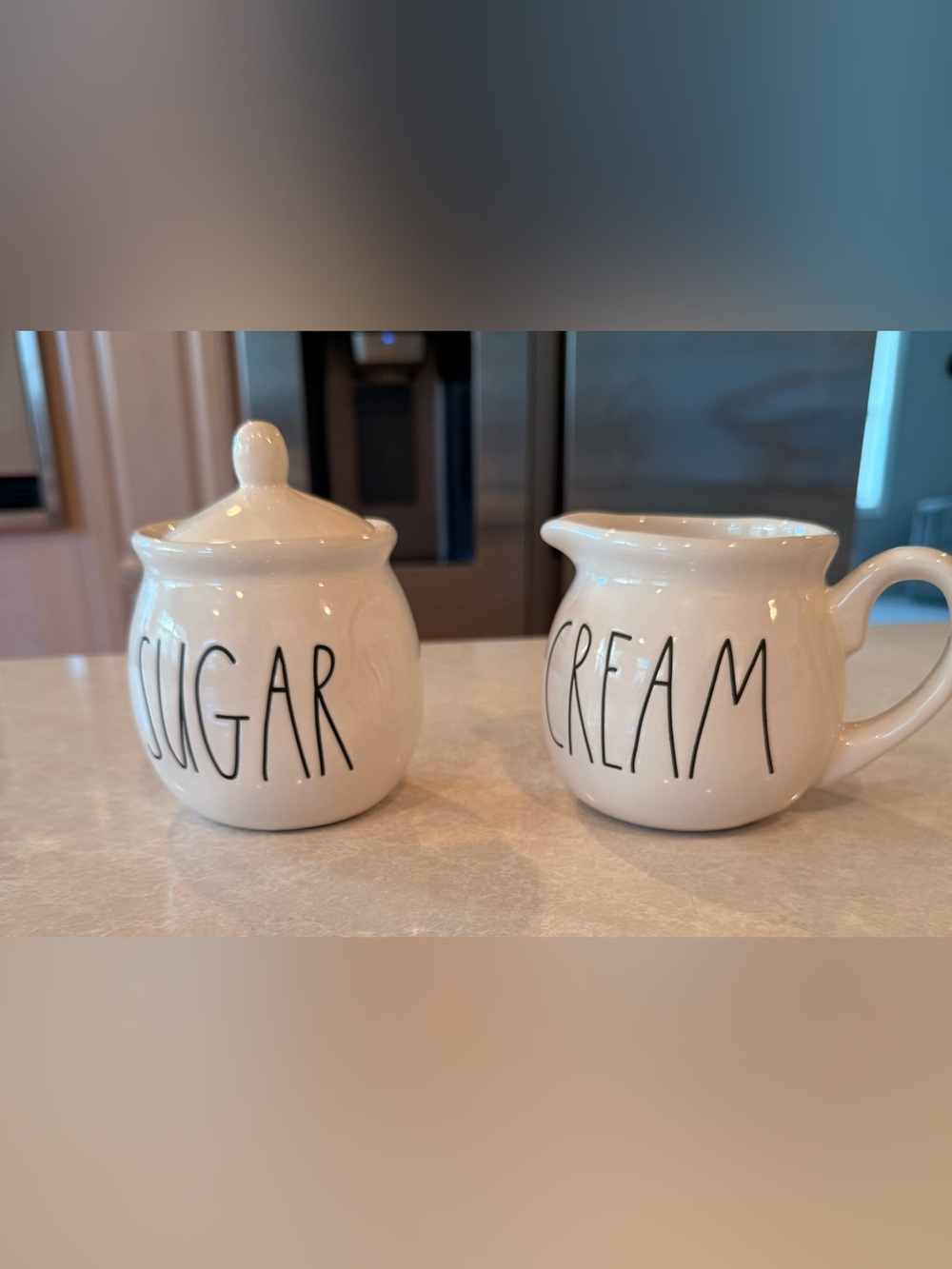 Rae Dunn White Cream and Sugar Ceramic Set